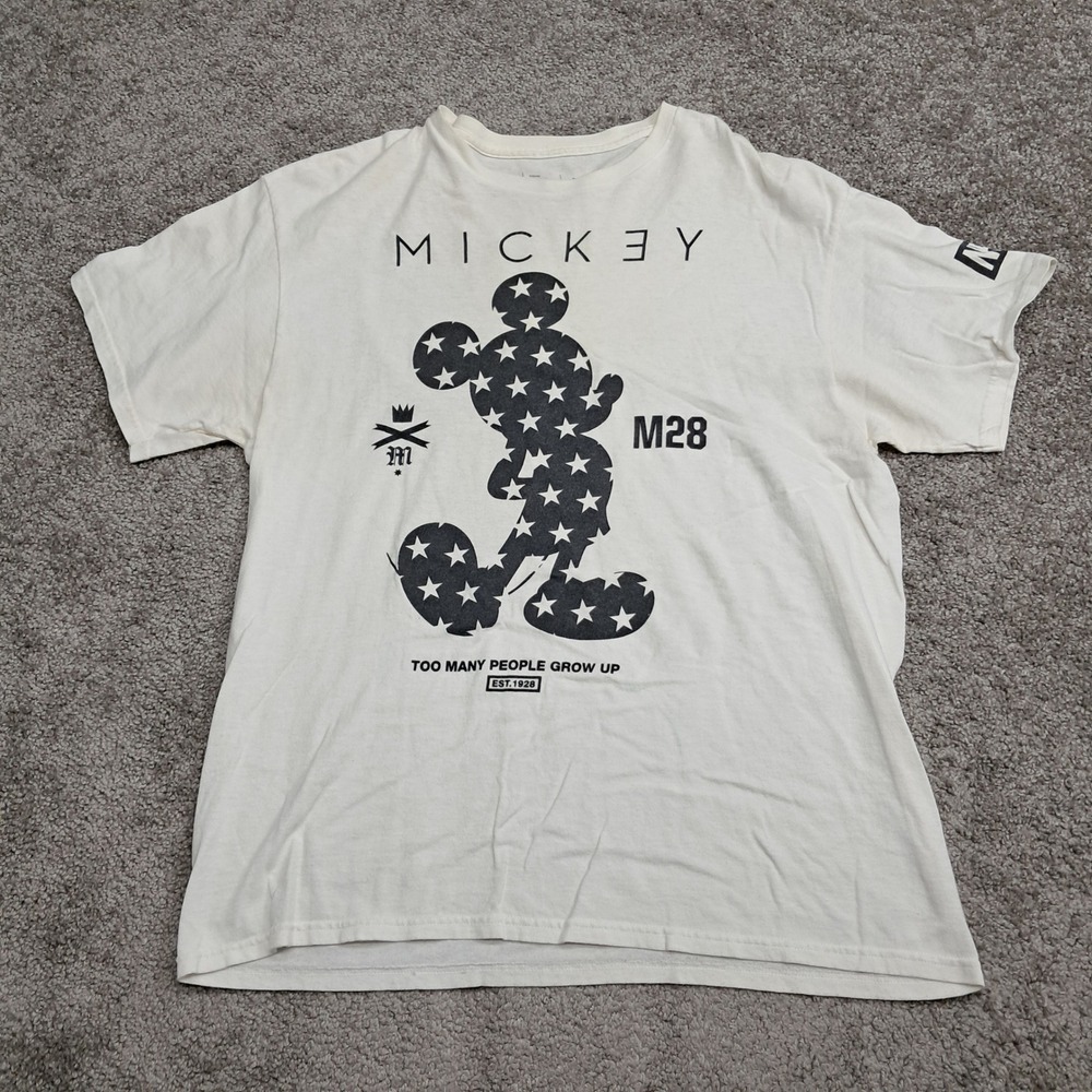 Neff Disney Mickey Mouse Star Silhouette Graphic T-Shirt Cream Mens Large